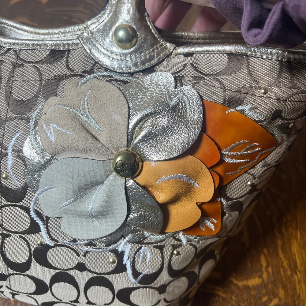 Coach Bleeker Signature Floral and Gold Tote Bag - Picture 4 of 14